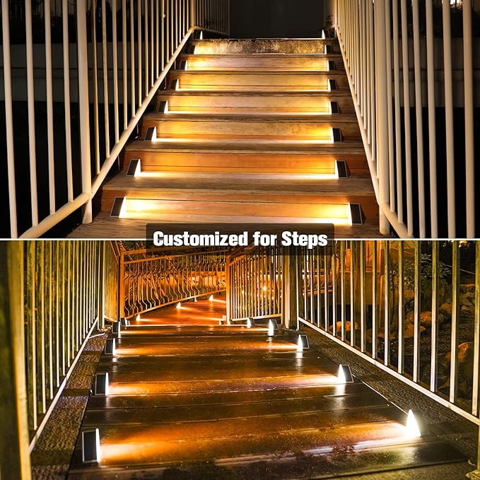 VOLISUN Solar Stair Lights 24 Pack, Solar Step Lights Outdoor Waterproof IP67, LED Outdoor Step Light VOLISUN