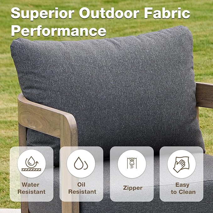 Outdoor Patio Furniture Set, 5 Pieces Modern Metal Patio Conversation Set with 6" Thick Cushions, Outdoor Lounge Sofa 350lbs for Backyard Porch Balcony, Grey COMLAXFIELD