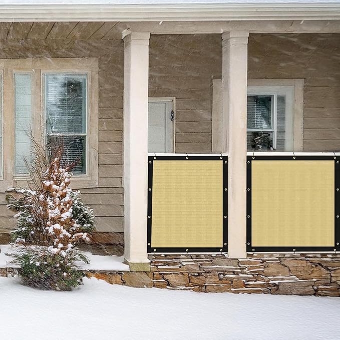 UPGRADE Privacy Screen Fence 8' x 25' Commercial Shade Cover with Brass Grommets Heavy Duty Perfect for Outdoor Back Yard-Sand, Customizable UPGRADE