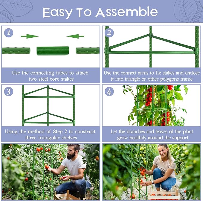 Legigo 8-Pack Up to 63inch Tomato Cages for Garden Plant Support- Garden Stakes Tomato Cage, Tomato Trellis for Potted Plants, Tomato Cages Plant Stakes for Climbing Vegetables Plants Flowers Legigo