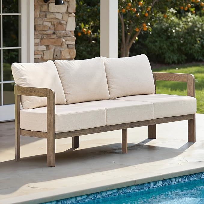 Outdoor Patio Furniture Set, Metal Patio Conversation Set with 6" Thick Cushions, Outdoor Couch and Patio Chairs Set for Backyard Porch Balcony, Beige COMLAXFIELD