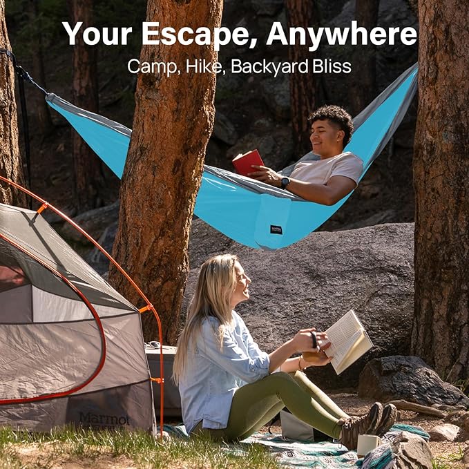 Kootek Camping Hammock, Portable Hammocks with Tree Straps & Attached Carry Bag, Camping Essentials Gear, Perfect for Outside Indoor Hiking Beach Backpack Travel Kootek