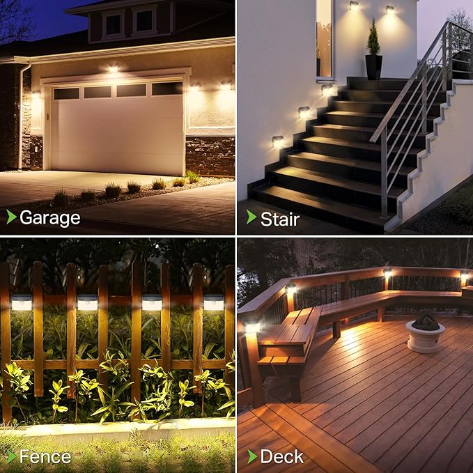 [12 Packs] Solar Motion Lights Outdoor, Ultra Bright Solar Fence Lights with Motion Sensor, IP65 Waterproof Security Light 3 Modes, 270° Lighting Angle, Wall Lights for Deck Patio Fence Garage Door Claoner