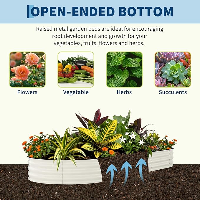 Garvee Galvanized Raised Garden Bed Outdoor, 8x4x1.5 ft Metal Planter Box for Flowers Vegetables, Rust-Resistant Raised Garden Beds for Gardening, Easy Assembly Outdoor Garden Box & Planters, Beige Garvee