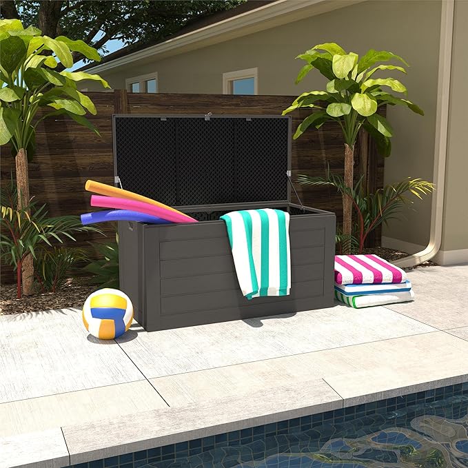 Cosco Outdoor Living 88180BGY1E Cosco Outdoor Patio Storage, Extra Large, 180 Gallons, Charcoal Deck Box, Black/Gray CoscoProducts