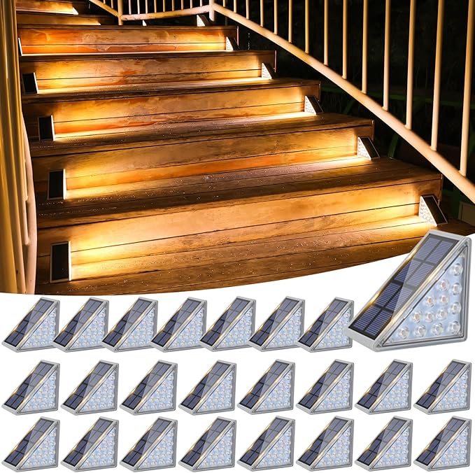 VOLISUN Solar Stair Lights 24 Pack, Solar Step Lights Outdoor Waterproof IP67, LED Outdoor Step Light VOLISUN