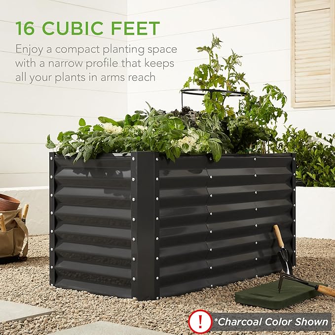 Best Choice Products 4x2x2ft Outdoor Metal Raised Garden Bed, Deep Root Box Planter for Vegetables, Flowers, Herbs, 119 Gallon Capacity, 100% Non Toxic Materials - White BestChoiceProducts