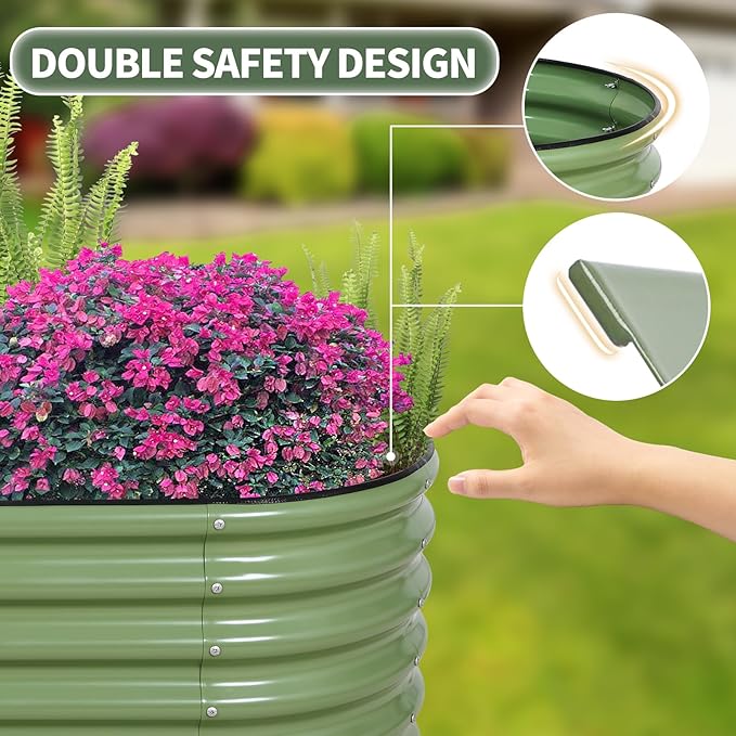 1MORE Galvanized Raised Garden Bed- Planter Garden Boxes Outdoor, Raised Beds for Gardening, 6x2x1.4ft Metal Garden Bed Kit for Vegetables Flower, Planter Raised Bed with Protective Tape & Tools.Green 1MORE