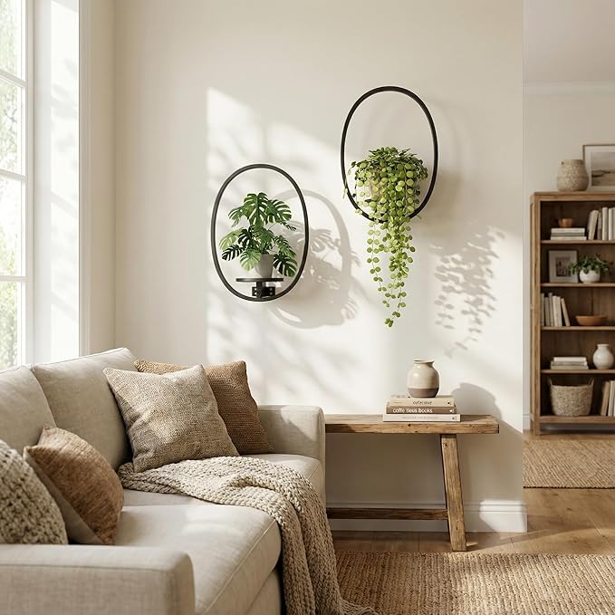 2 Pack Plant Stand Indoor Outdoor Hanging Planters for Plants Wall Plant Holder for Indoor Plants Plant Frames Wall Decor for Livingroom Bedroom Balcony Patio NUZZERO