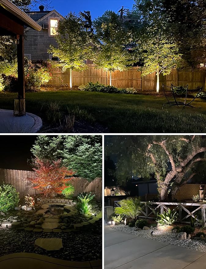SUNVIE 12W Low Voltage Landscape Lighting LED Landscape Lights 3000K Waterproof Garden Pathway Lights 12V Outdoor Spotlights with Spike Stand, 2 Pack with Connectors SUNVIE