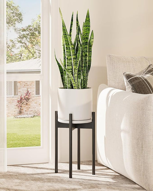 Adjustable Plant Stand Indoor, Bamboo Plant Stand Fits 8 9 10 11 12 Inches, Small Corner Planter Holder for Indoor Plants, Single Floor Plant Stands for Living Room Balcony, Black Tall Gentingbro