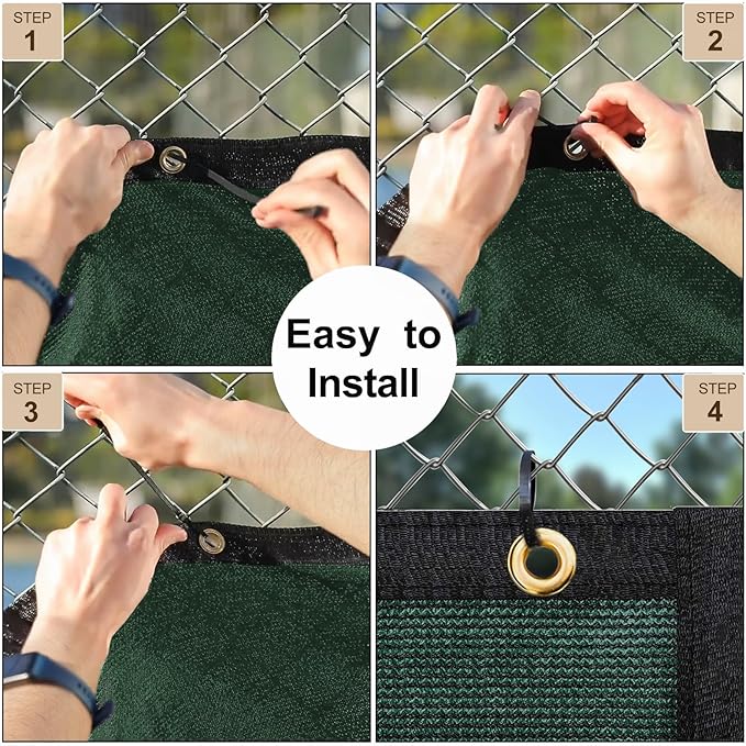 UPGRADE Privacy Screen 3' x 10' Fence Commercial Shade Cover with Brass Grommets Heavy Duty Perfect for Outdoor Back Yard, Dark Green, Customizable UPGRADE