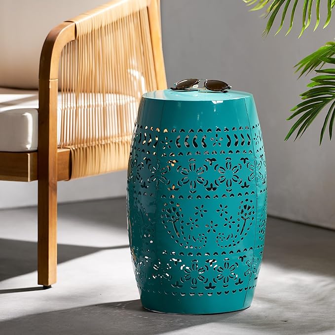 Christopher Knight Home Ruby Outdoor 12" Iron Side Table, Teal ChristopherKnightHome
