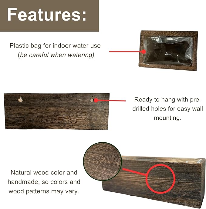 LaLaGreen Wood Planter Box for Plants (8 Pack) Wooden Wall Hanging Planters for Indoor Plant Holder Vase for Dried Flowers, Modern Country Rustic Wall Decor Living Room Bedroom Office Home Garden L%C3%A1L%C3%A1Green
