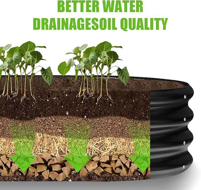 Land Guard 8×2×1ft Galvanized Raised Garden Bed Kit, 108 Gallon Capacity Raised Garden Boxes Outdoor, Oval Metal Raised Garden Beds for Vegetables, Gray(with 10 Connecting rods) LandGuard
