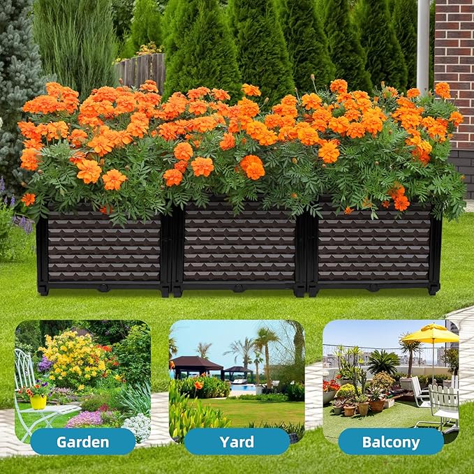 Large Planters for Outdoor Plants 14" Tall Planter Box, Raised Beds for Gardening Self Watering, Elevated Planter Box with Legs, Rectangular Garden Planters for Outdoor Plants Flowers, 47.2"L x 15.7"W TooCust