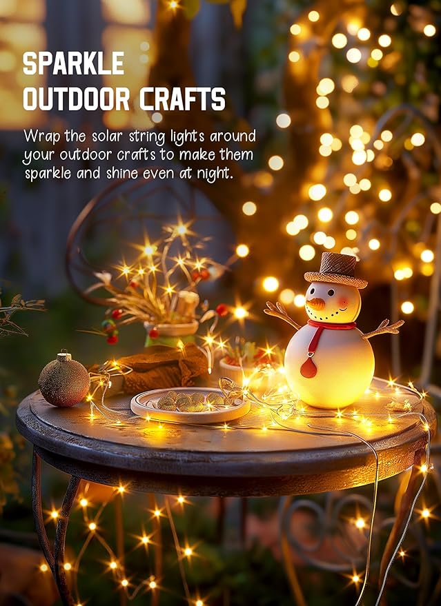 Minetom Solar String Lights, 2 Packs Total 66Ft 200 LED Solar Fairy Lights, Waterproof Solar Lights for Outside Patio Yard Tree Wedding Christmas, Warm White Minetom