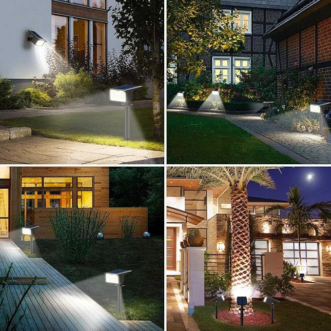 nipify 8 Pack Solar Spot Lights Outdoor - 62 LED Motion Sensor Outdoor Spotlights Waterproof with 3 Modes, Auto On/Off Solar Powered Landscape Lighting for Outside Yard Garden Tree Driveway,Cool White Nipify