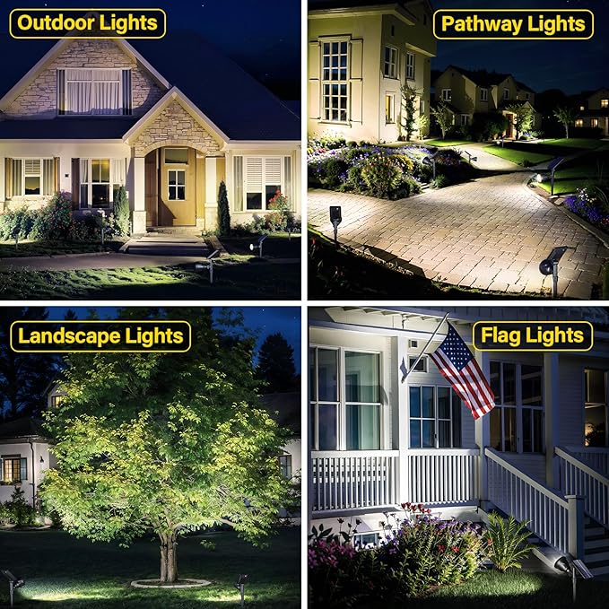 ROSHWEY Solar Outdoor Lights, Waterproof Solar Yard Lights 600LM Spot Light Outdoor for Tree Pathway Walkway Driveway Patio (Cool White, 4Pack) ROSHWEY