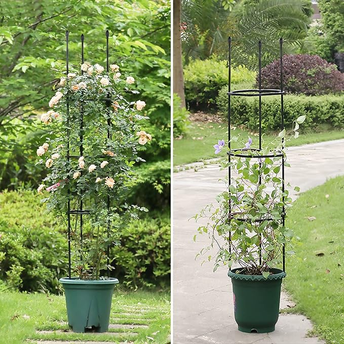 2 Pack Garden Trellis, 2 in 1 Plant Cages & Supports for Vines Crop, Potted/Climbing Plants Indoor Outdoor, Plant Stake for Flower, Vegetable, Tomato, Pot Trellis XINGRUYU
