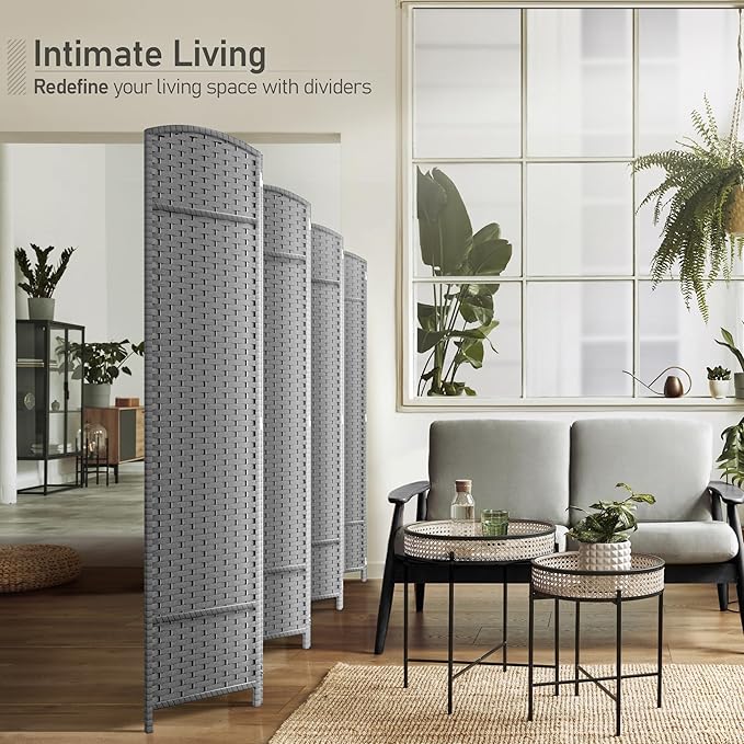 Sorbus 8 Panel Room Divider 6 ft. Tall - Privacy Screen, Extra Wide Double Hinged Panels, Mesh Hand-Woven Design, Partition Room Dividers and Folding Privacy Screens, Wall Divider for Room Separation Sorbus