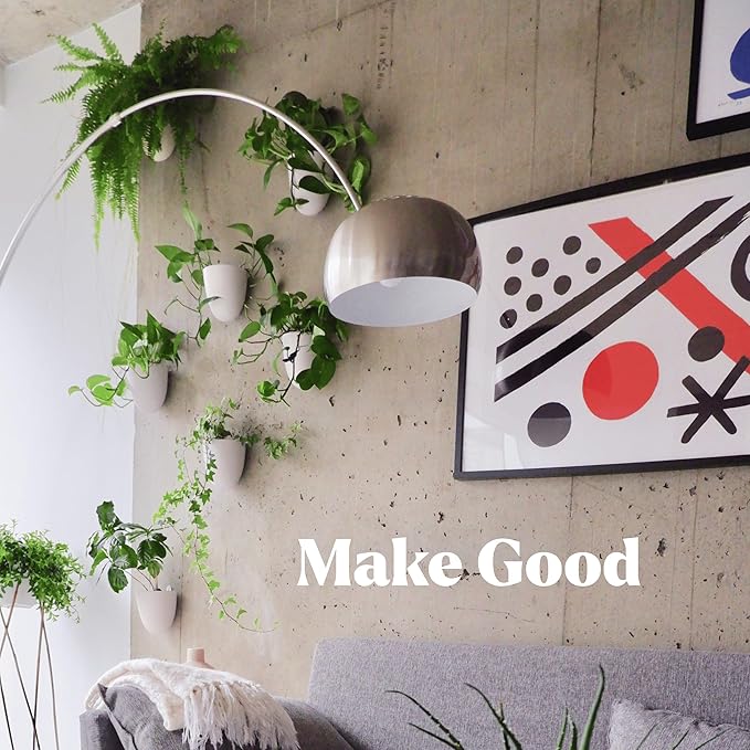 Make Good PlantPod Luxe Self-Watering Wall Planters (Set of 3) - Easy to Water and Install - Lightweight - Design Your Own Vertical Garden - Wall Planters for Indoor Plants MakeGood
