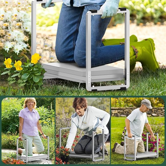 FLINTER 10.2" Wider Garden Kneeler and Seat, Heavy Duty Thick Gardening Bench for Kneeling and Seat - Garden Kneelers for Seniors, Gardening Stools for Women, Grandparents, Gardeners, Gray FlinterOfficial