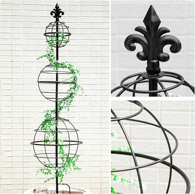 Obelisk Trellis - Elegant 49.5 x 12 Inch Metal Climbing Plant Support for Outdoor Roses, Potted Vines, and Flower Gardens - Perfect Decorative Accent for Home and Garden Decor Goooxim