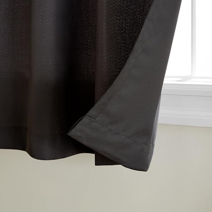 Town & Country Basics Cabana Solid Heavyweight Indoor Outdoor Curtains, Light Filtering Opacity with Grommet Top, Water Repellent, 2-Pack Set, 54"x84", Black TOWN+%26+COUNTRY+BASICS