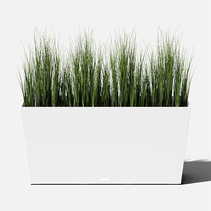 Veradek Pure Series Midori Trough Planter - Large Rectangular Planter for Indoor or Outdoor Deck/Porch | Durable All-Weather Use with Drainage Holes | Modern Decor for Shrubs, Flowers, Small Plants VeradekOutdoor