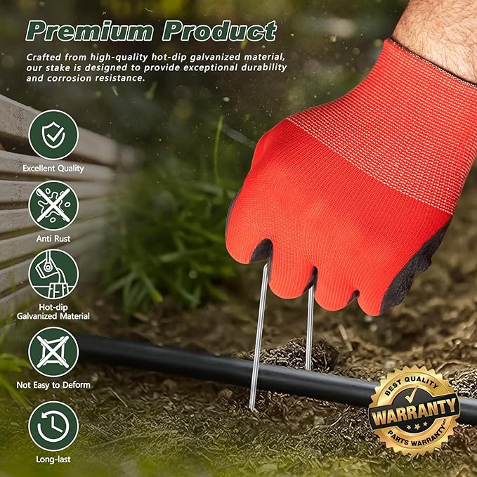 FEED GARDEN 12 Inch 100 Pack Galvanized Landscape Staples 11 Gauge Anti-Rust Garden Stakes Landscaping Fabric SOD Pins Yard Stakes for Weed Barrier Fabric FEEDGARDEN