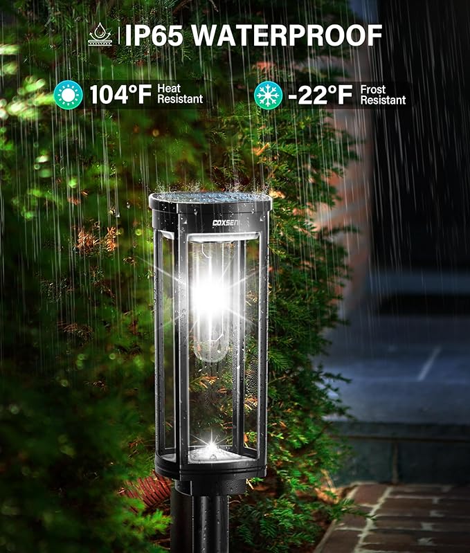 Solar Path Lights Outdoor 8 Pack, Bright Solar Pathway Lights Outside Waterproof, Solar Powered Landscape Lights for Walkway Driveway Lawn Patio Sidewalk Garden Yard, Cool White COXSENI