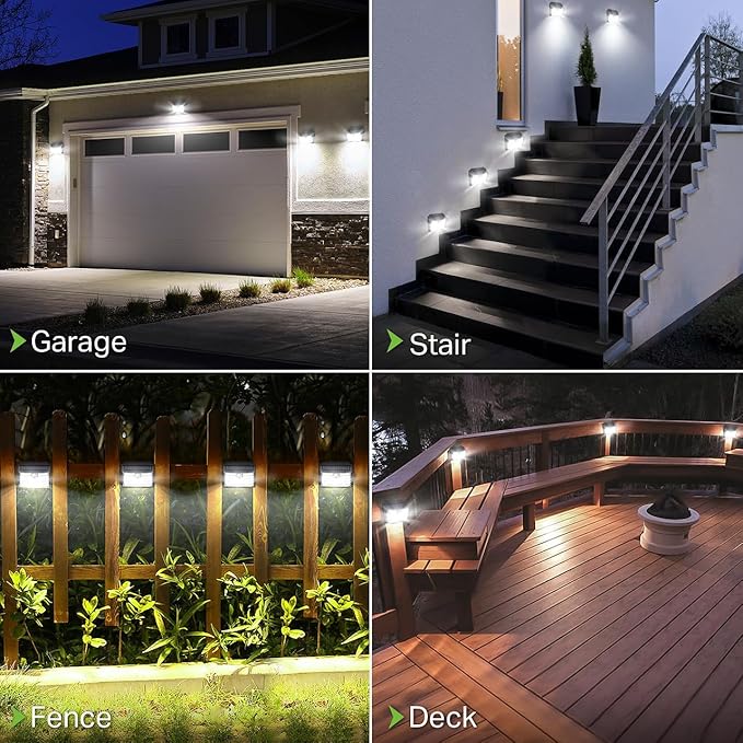 CLAONER Solar Lights Outdoor [𝟖 𝐏𝐚𝐜𝐤/126 LED], Wireless Motion Sensor Lights, IP65 Waterproof Security Lights 3 Modes, 270° Lighting Angle, Ultra-Bright Wall Lights for Deck Patio Fence Garage Claoner