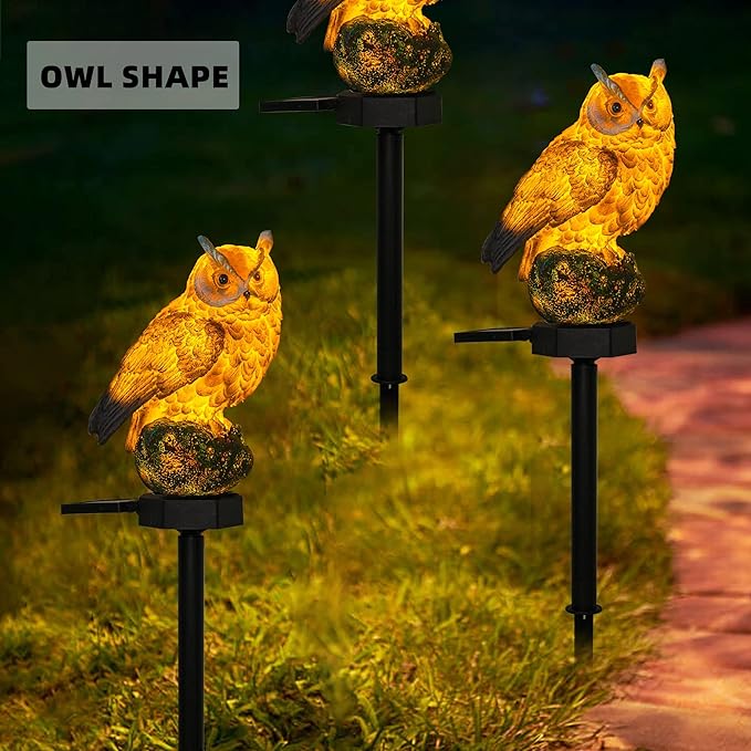 Dazzle Bright 1 Pack Owl Figure Solar LED Lights, Resin Garden Waterproof Decorations with Stake for Outdoor Yard Pathway Outside Patio Lawn Decor to Scare Birds Away, Gifts for Women, Owl Lovers DazzleBright