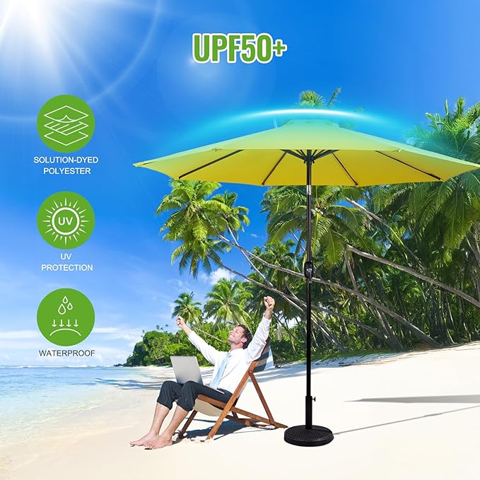 Backyard Expressions 9 ft. Patio Umbrella, Market Table Umbrella w/Tilt and Crank, 8 Ribs BackyardExpressions