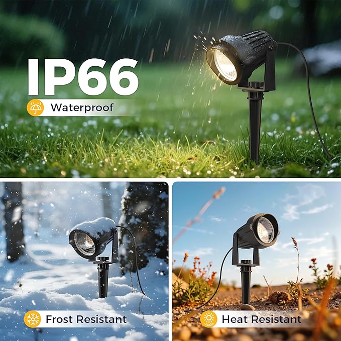 L LOHAS LED 5W Dusk to Dawn Outdoor Lighting, Auto On/Off 3000K Landscape Outdoor Spotlight, IP66 Waterproof Plug in Spot Lights for Yard, Garden, House, Pathway, Plant, UL Listed (2 Pack) LLOHASLED