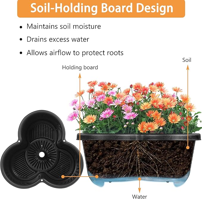 VECELO 5 Tier Vertical Garden Planter, Self Watering Stackable Planters with Wheels for Strawberries, Herbs, Flowers, Vegetables, Black VECELO