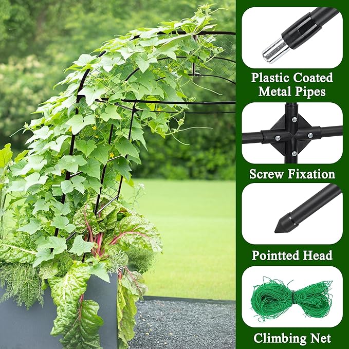 Garden Arch Trellis for Climbing Plants Outdoor 7.2 ft Height Large Tunnel Trellis Support for Vegetables Plant Cucumber Trellis for Garden Raised Bed, Black AlisisFores