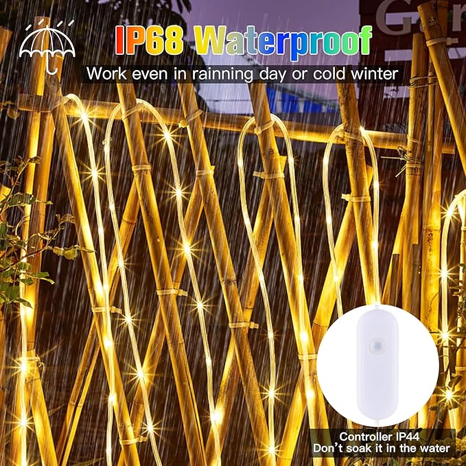 164Ft Rope Lights Outdoor, 500 LEDs 18 Colors Changing String Lights Plug in with Remote, IP68 Waterproof Twinkle Fairy Light Rope Lighting Indoor for Bedroom Patio Christmas Halloween Decor Nazuwke