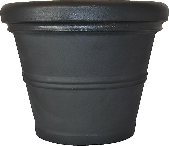 Tusco Products RR155BK Classic Rolled Rim Garden Planter, 15.5", Black TuscoProducts