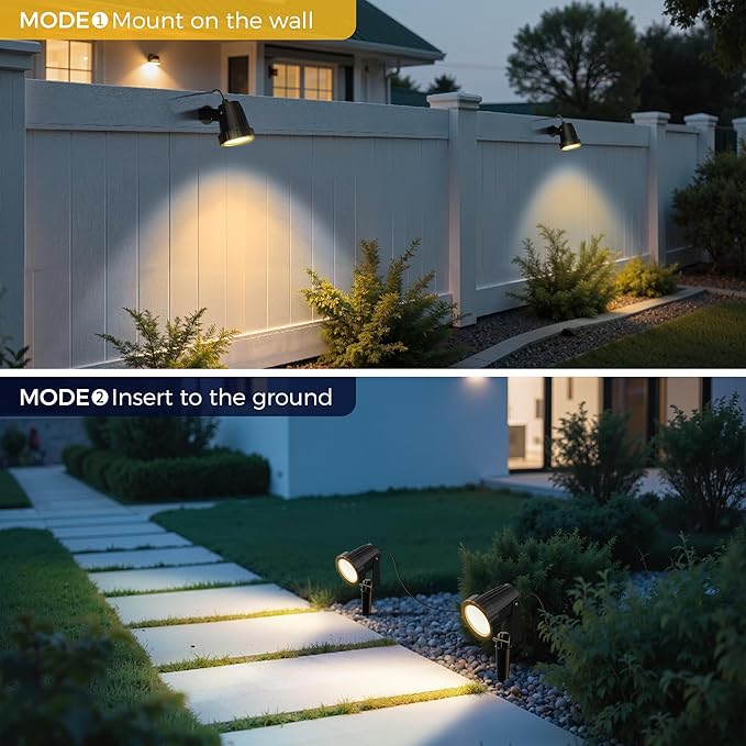 L LOHAS LED 12W Dusk to Dawn Outdoor Lighting, Auto On/Off 3000K Landscape Outdoor Spotlight, IP66 Waterproof Plug in Spot Lights for Yard, Garden, House, Pathway, Plant(4 Pack) LLOHASLED