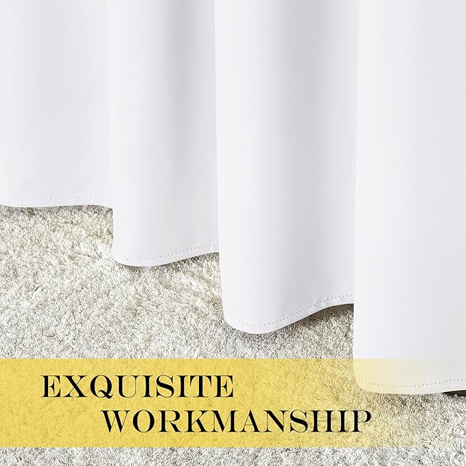 NICETOWN Room Darkening White Curtain for Bedroom - Window Treatment Thermal Curtain Grommet Light Blocking Sound Reducing Drape Privacy for Cafe/Kitchen (1 Panel, W66 x L54) NICETOWN