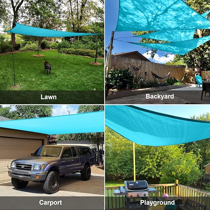 SUNLAX Sun Shade Sail 14' x 14' x 14' Turquoise Blue Triangle Canopy Sail Shade Cover UV Block Permeable Sunshade Outdoor for Patio Backyard (We Make Custom Size) SUNLAX
