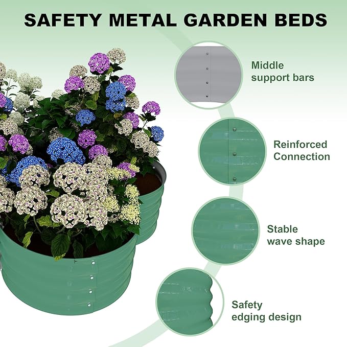 Garvee 2 Pack Galvanized Raised Garden Bed, Outdoor Planter Box with Open Base for Herbs, Veggies & Flowers. Rust-Resistant Raised Garden Beds, Ground-Connected Design for Deep Root Growth Garvee