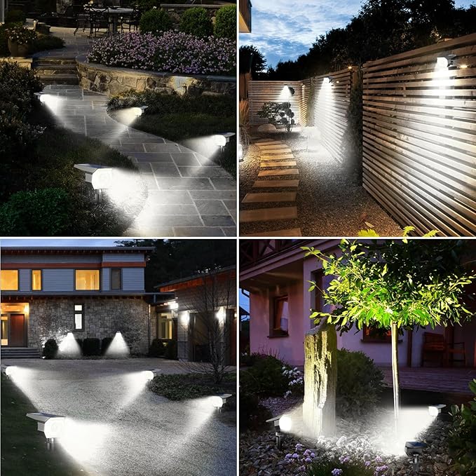 2 Pack Solar Spot Lights Outdoor, Solar Spotlights Outdoor Waterproof 2-in-1 Auto On/Off Landscape Lighting for Outside Yard Wall Garden Pathway Peasur