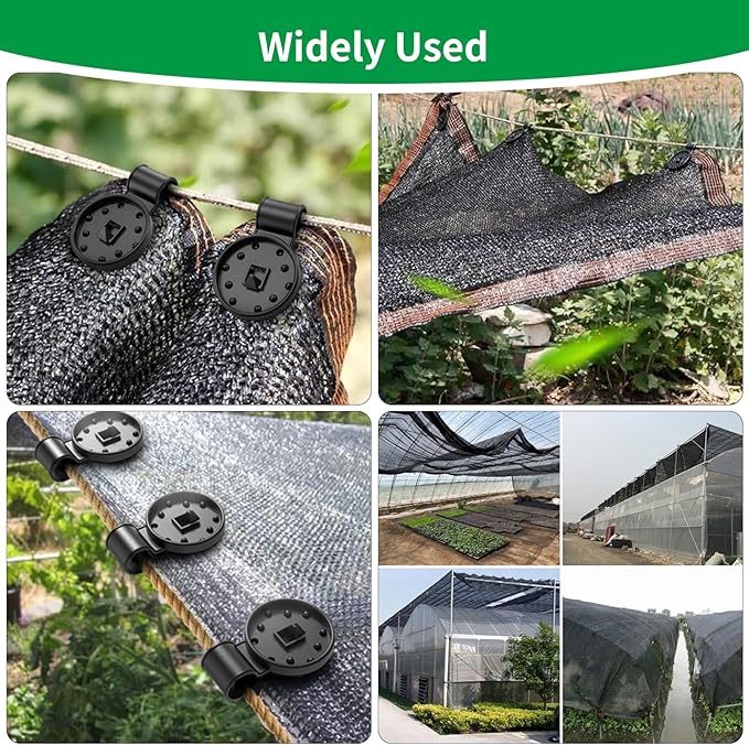 Heavy Duty Round Shade Cloth Clips 100Pcs - Plastic Garden Net Clamps for Shade Cloth for Garden, Tarp Clips Heavy Duty, Anti Bird Netting, Sun Shade Sail, Windproof Awning Clamp HYASIA