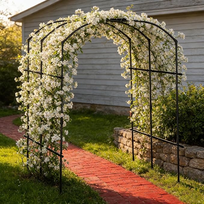 DoCred Tall Garden Arch Trellis for Climbing Plants, 87in Tall Metal Plant Support Trellis Archway for Climbing Vine Vegetable/Fruit/Flower Outdoor Yard Lawn Garden Arch Tunnel Trellis DoCred
