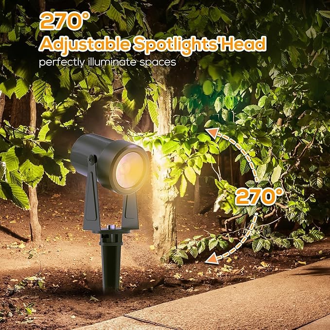 SUNTHIN Outdoor Landscape Lighting with Remote, RGBW Color Changing Spot Uplights, 8 Pack SUNTHIN