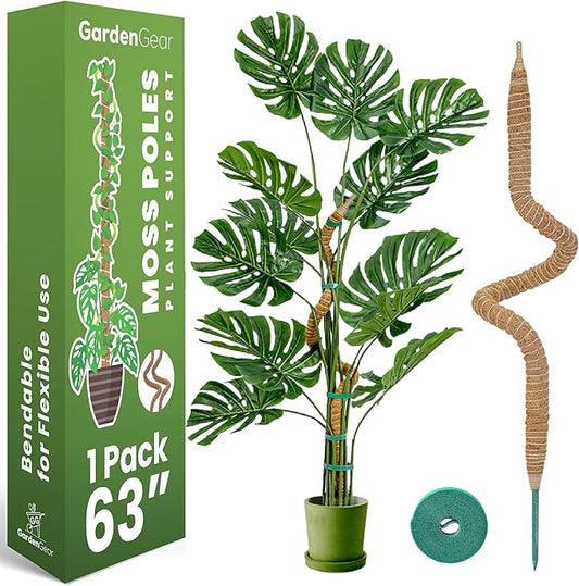 63 Inch Bendable Moss Pole Monstera Plant Support for Climbing Indoor Plants - Stakes for Potted Climbers - Tall Sticks Indoor Trellis for Houseplants - Accessories for Monstera Pot Sproot