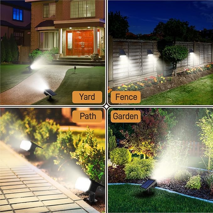 Solar Lights Outdoor Waterproof IP65, 7 Lighting Modes Color Changing 26 LED Solar Spot Lights Outdoor for Yard Garden Pathway Christmas Decor (Warm White, 2 Pack) Rootora